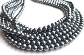 Pearl Gray Gunmetal Chunky Beaded Multi Strand Statement Necklace - Michelle