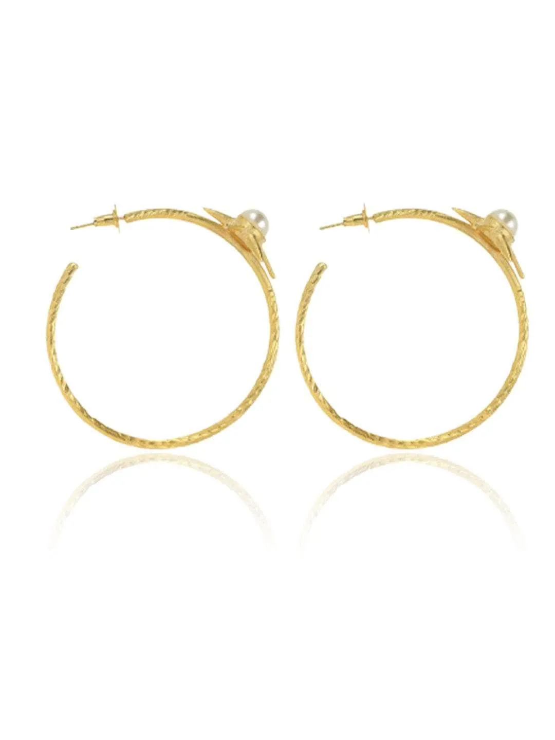 Pearl Sunflower Big Hoop Earring