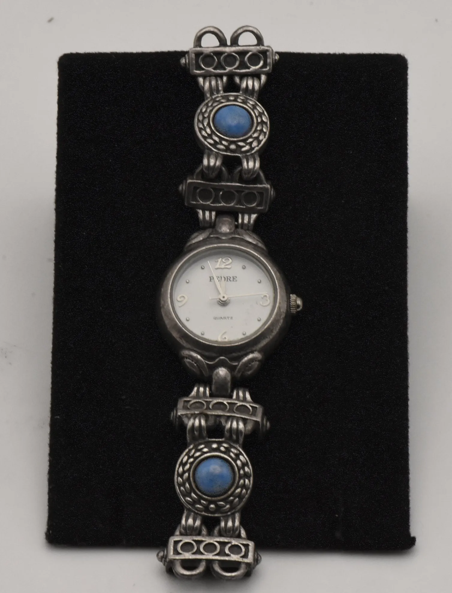 Pedre - Vintage Silver Tone Metal and Lapis Wristwatch