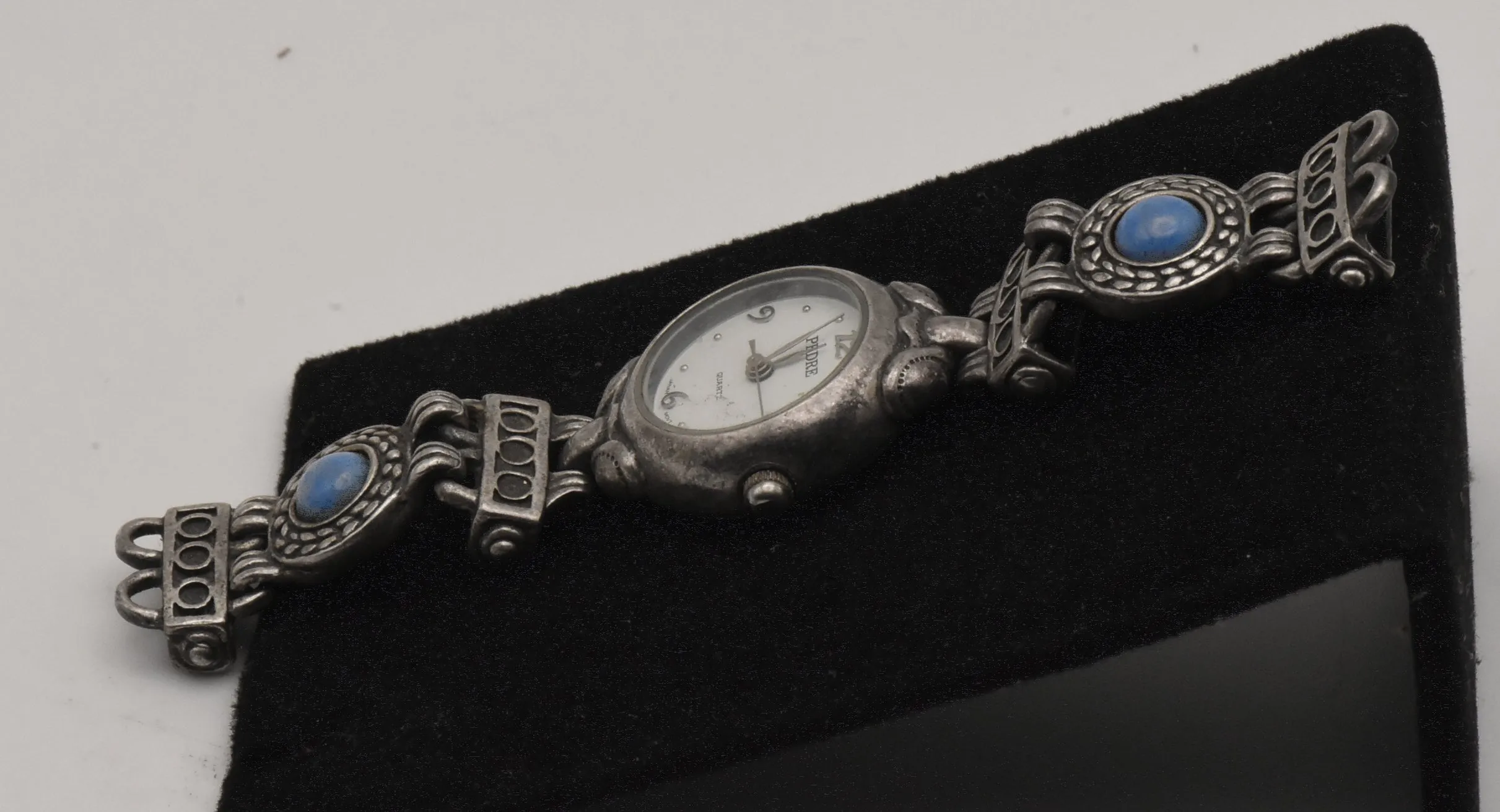 Pedre - Vintage Silver Tone Metal and Lapis Wristwatch