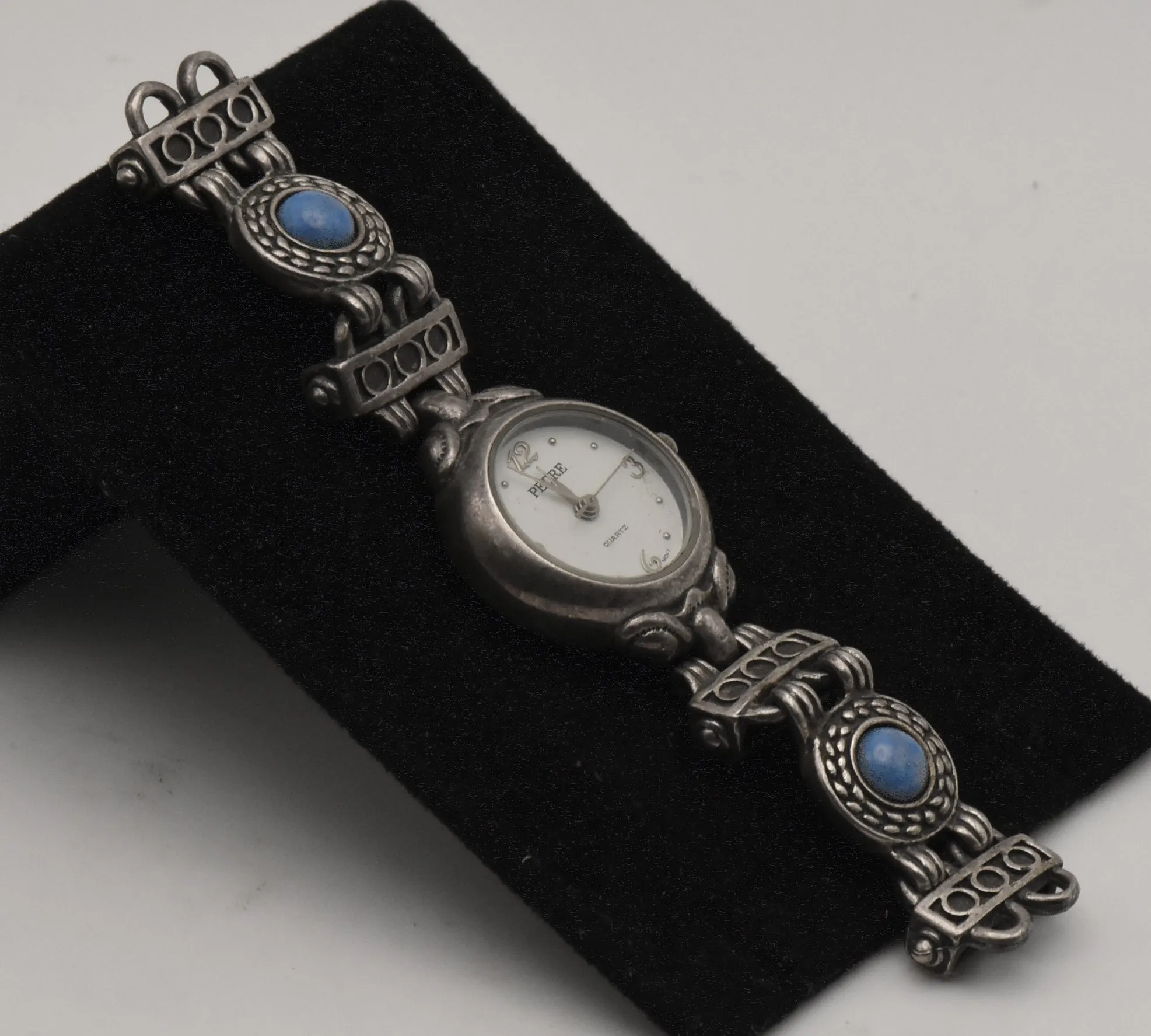 Pedre - Vintage Silver Tone Metal and Lapis Wristwatch