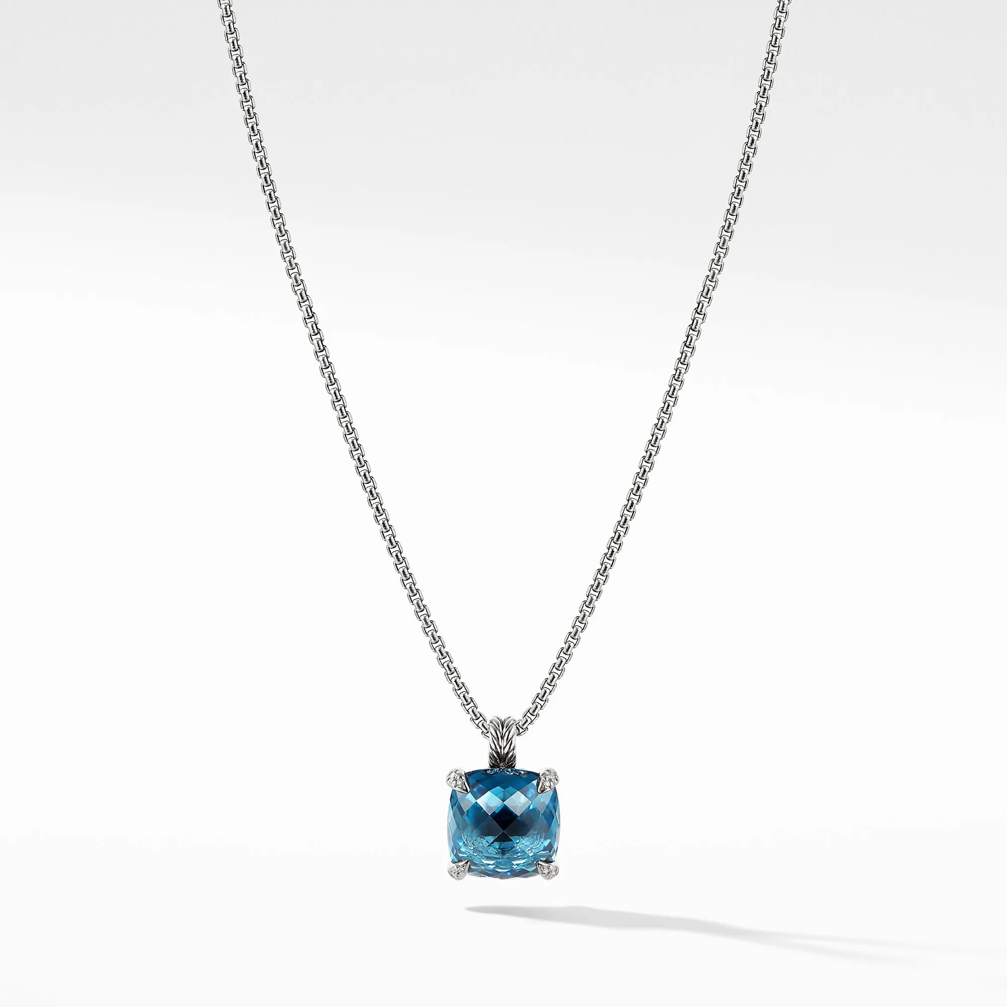 Pendant Necklace with Hampton Blue Topaz and Diamonds, 18" Length