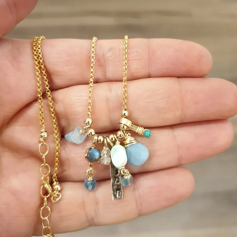 Personalized Gold Filled Aquamarine Breathe Necklace