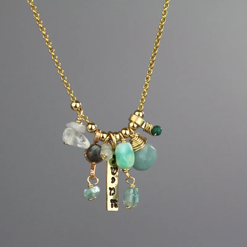 Personalized Gold Filled Aquamarine Breathe Necklace