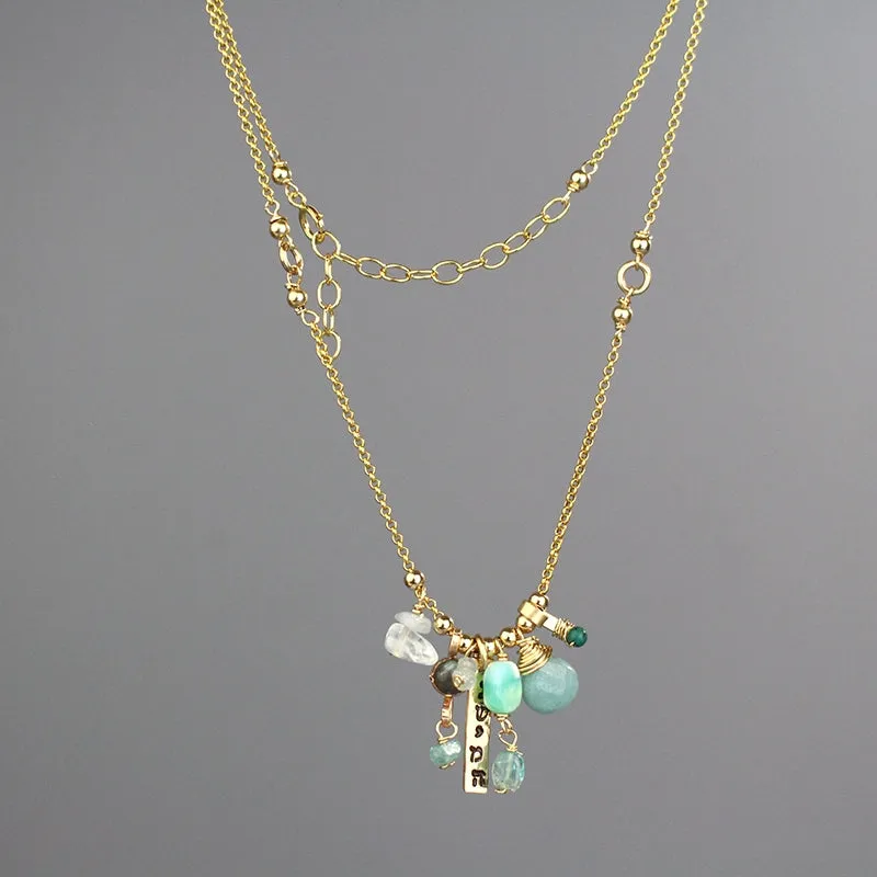 Personalized Gold Filled Aquamarine Breathe Necklace