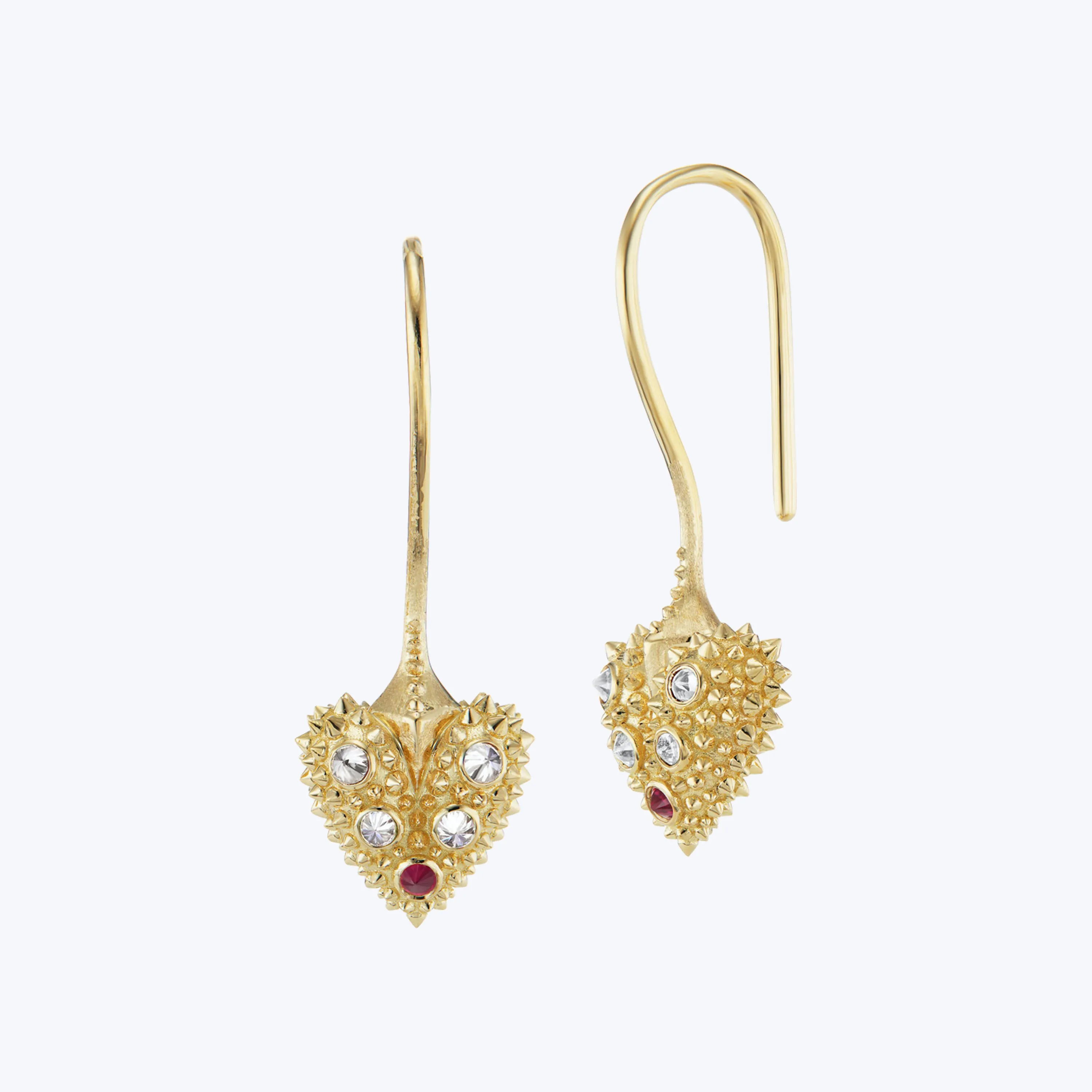 Pierce Your Heart Diamond & Ruby Drop Earrings