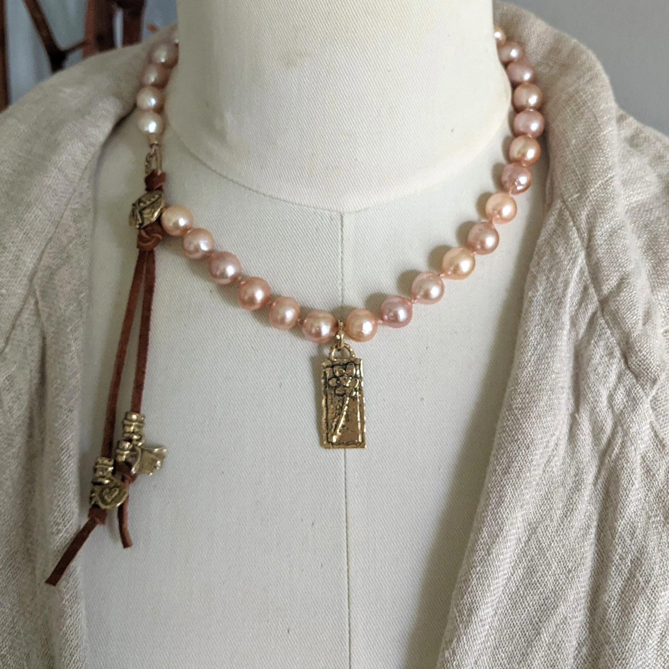 Pink Edison Pearl Boho Necklace