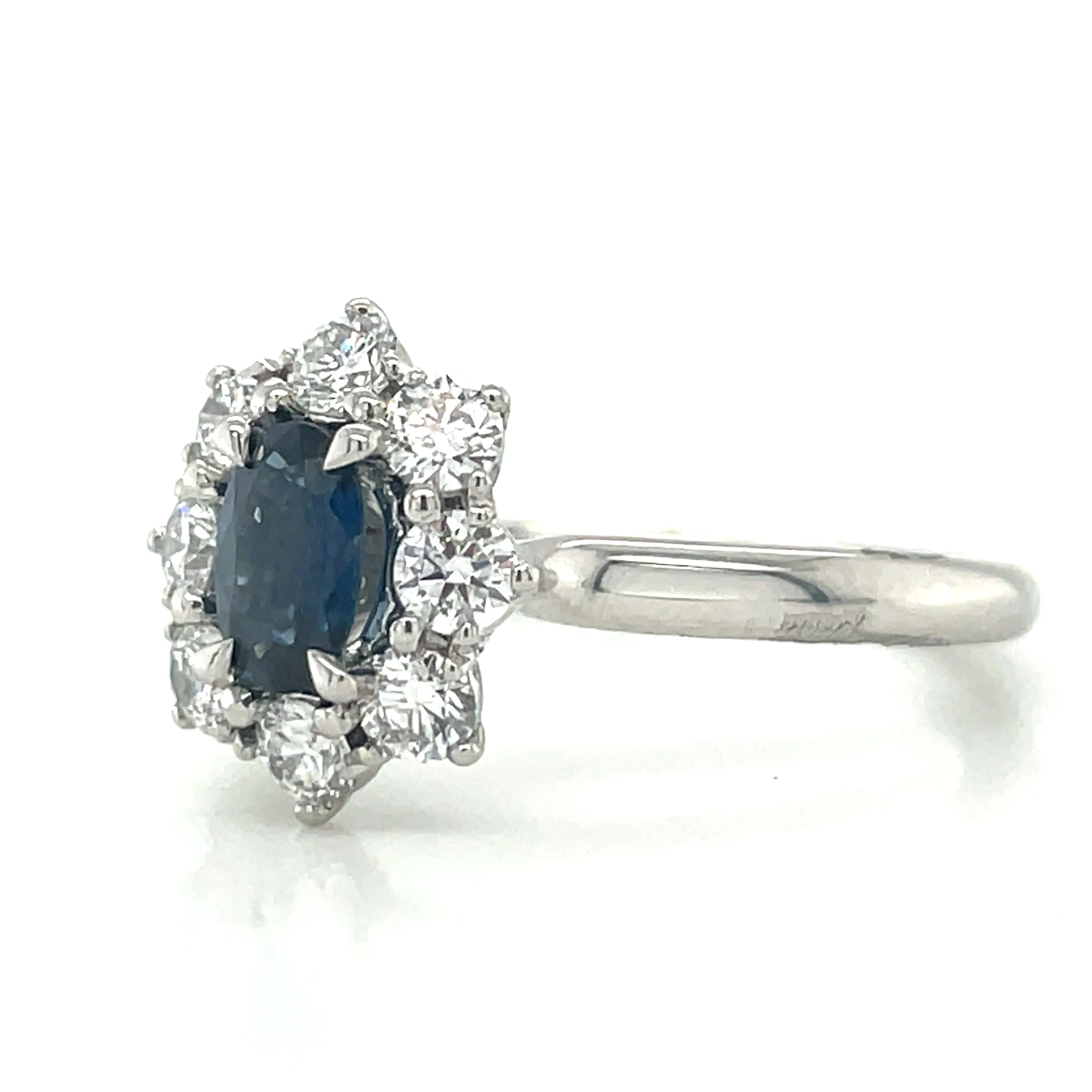 Platinum 1ct Earth Grown Sapphire & Diamond Cluster Halo Ring