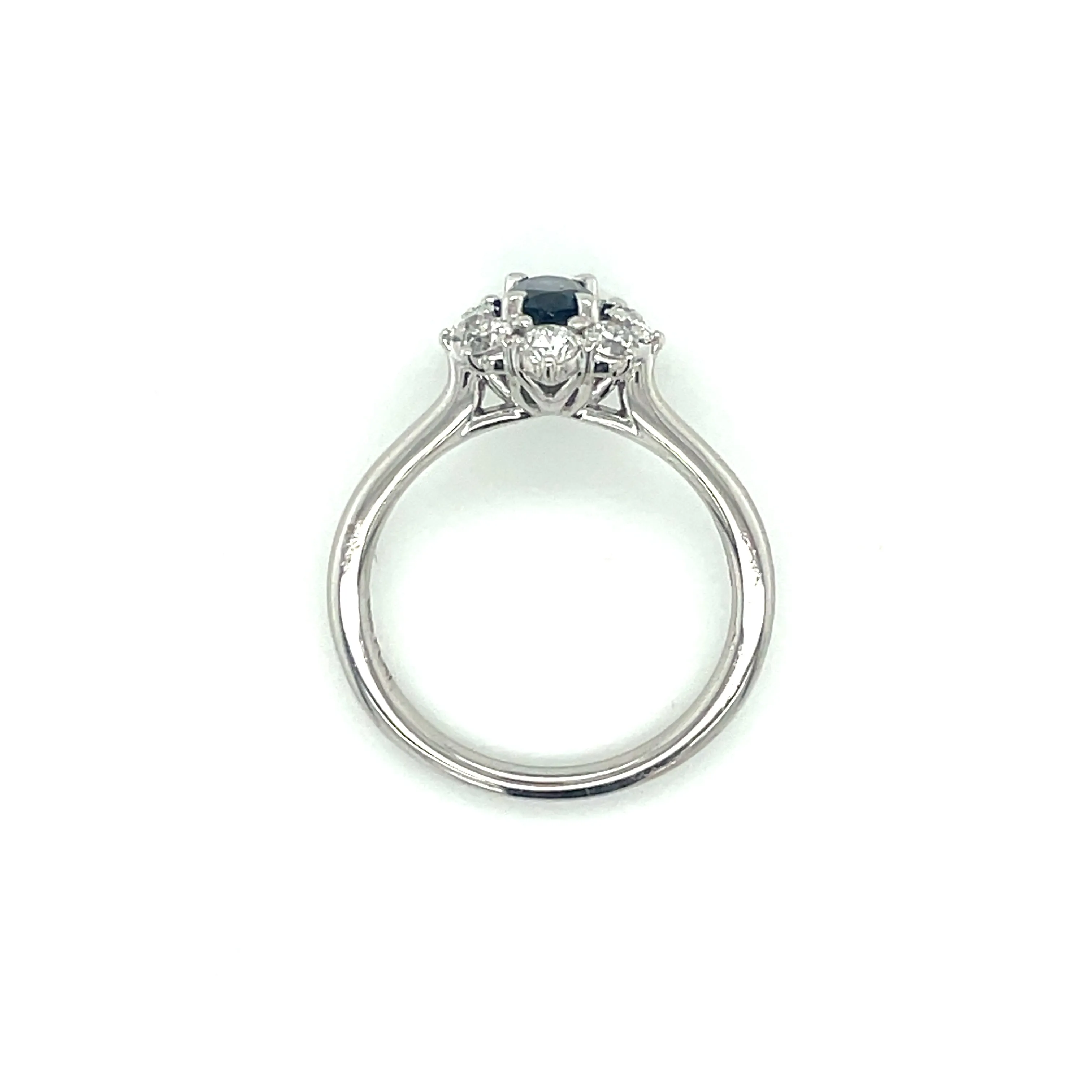 Platinum 1ct Earth Grown Sapphire & Diamond Cluster Halo Ring