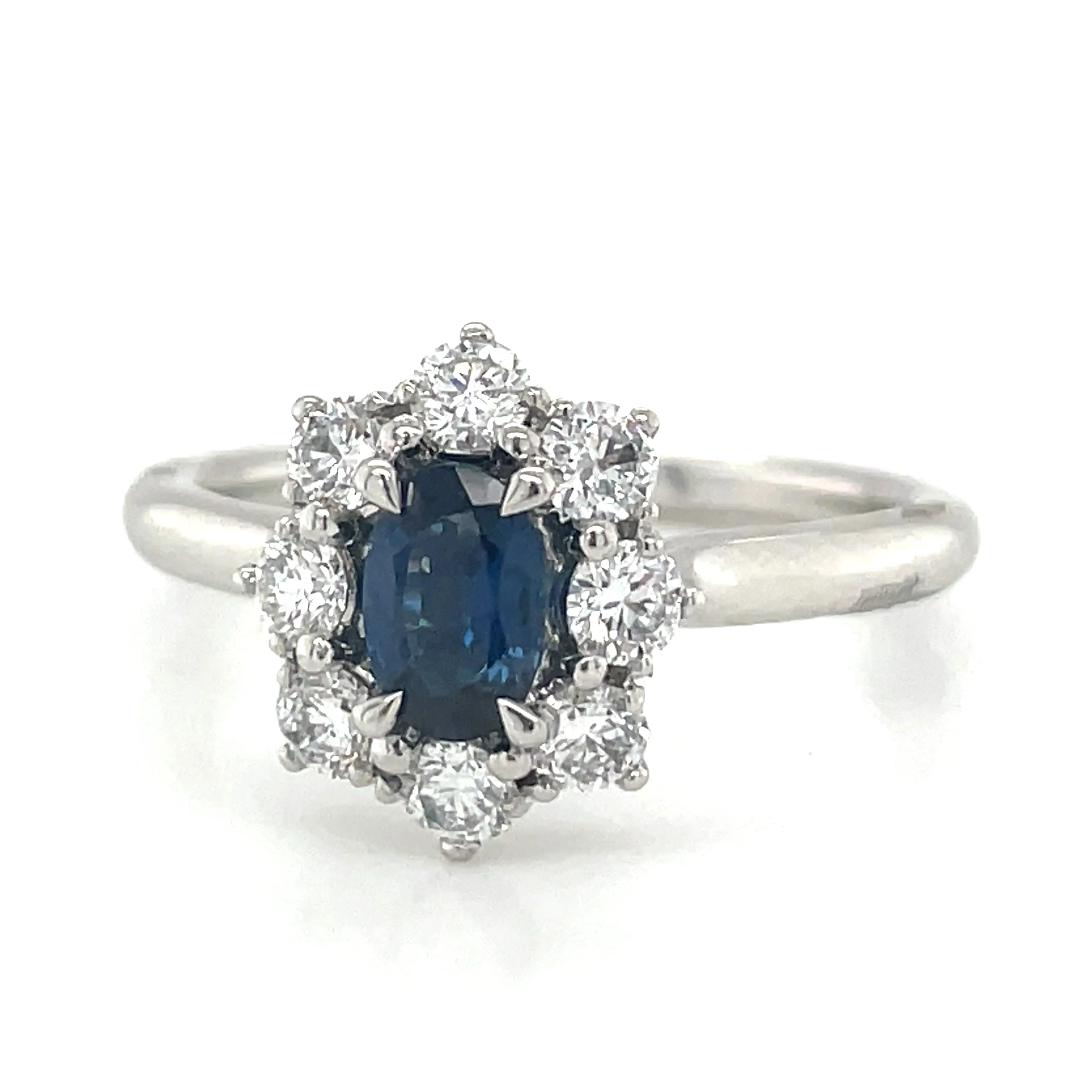 Platinum 1ct Earth Grown Sapphire & Diamond Cluster Halo Ring