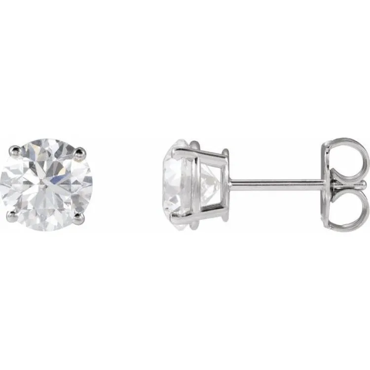 Platinum 6 mm Lab-Grown Emerald Stud Earrings