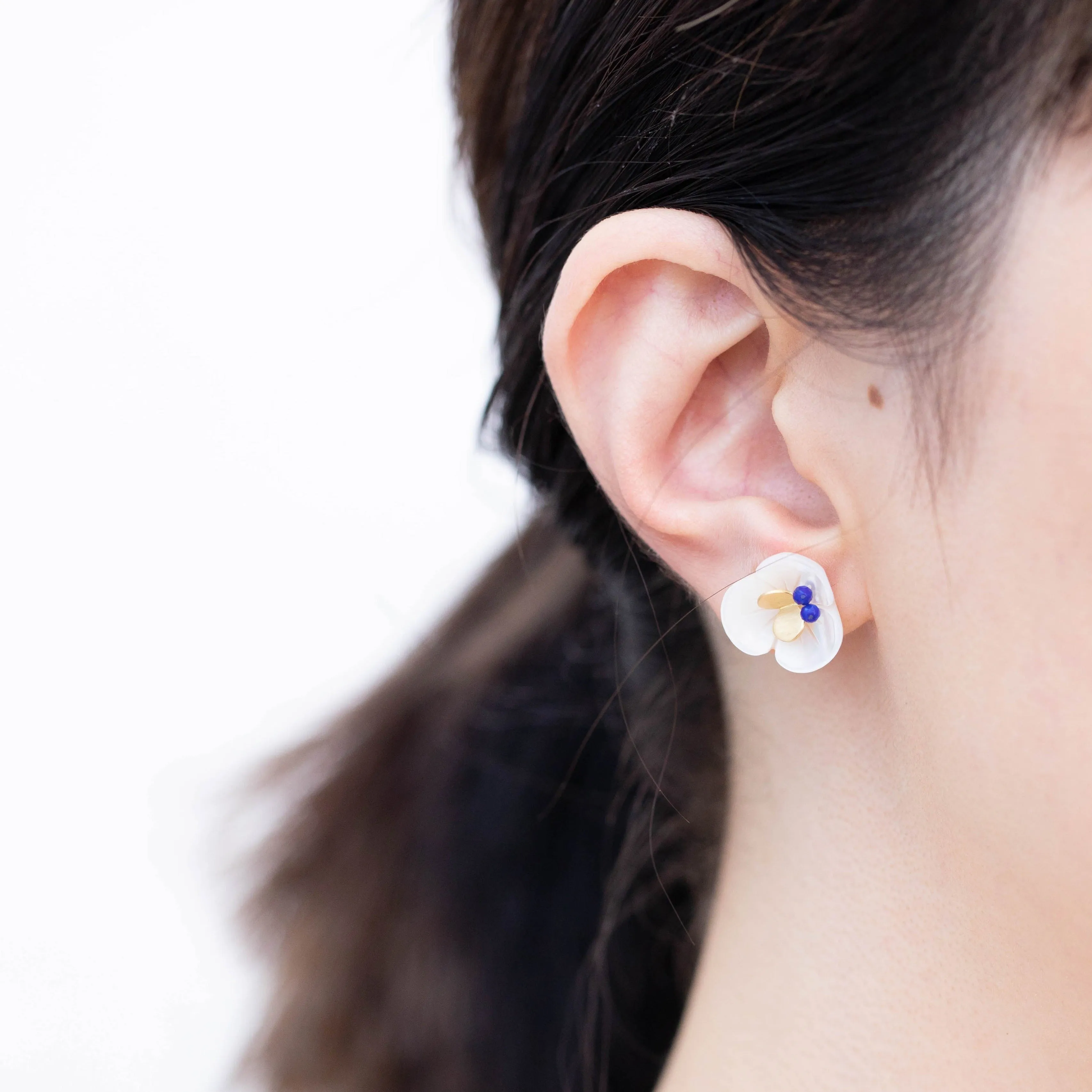 Plum flower lapis lazuli butterfly earrings