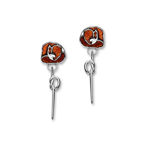 Poppy Drop Earrings In Silver