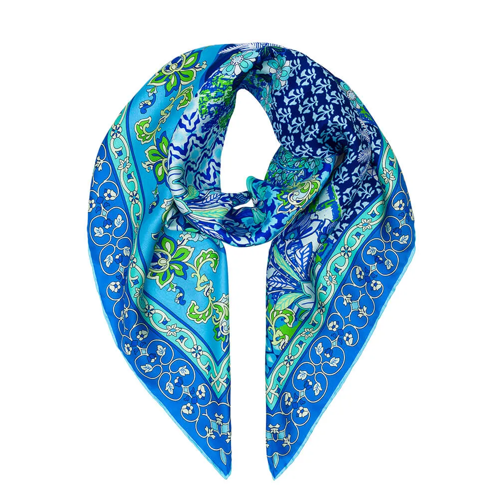 Porta Catania Porta Messina Light Blue Silk Twill Scarf and Ring