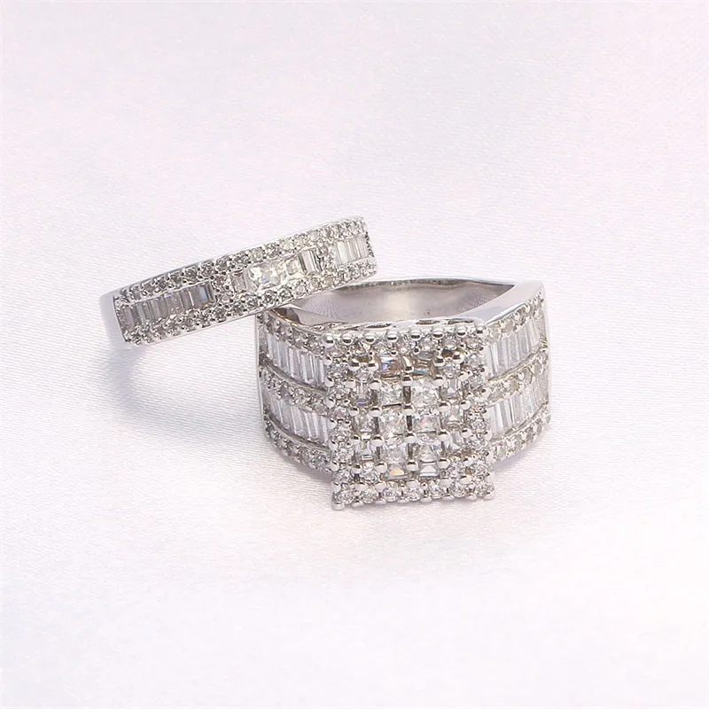 Princess cut  2 Pieces Wedding Ring Set  Engagement Rings For Women