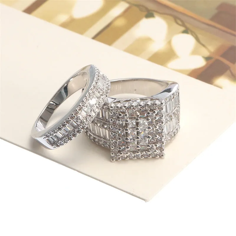 Princess cut  2 Pieces Wedding Ring Set  Engagement Rings For Women