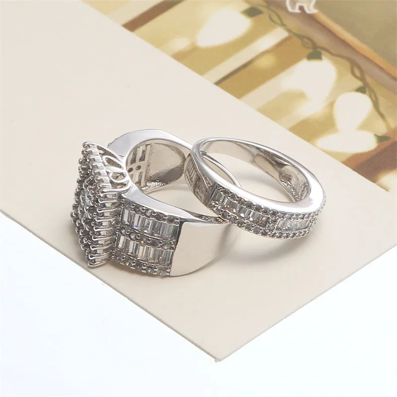 Princess cut  2 Pieces Wedding Ring Set  Engagement Rings For Women