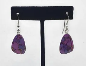 Purple Copper Turquoise Sterling Silver Dangle Earrings