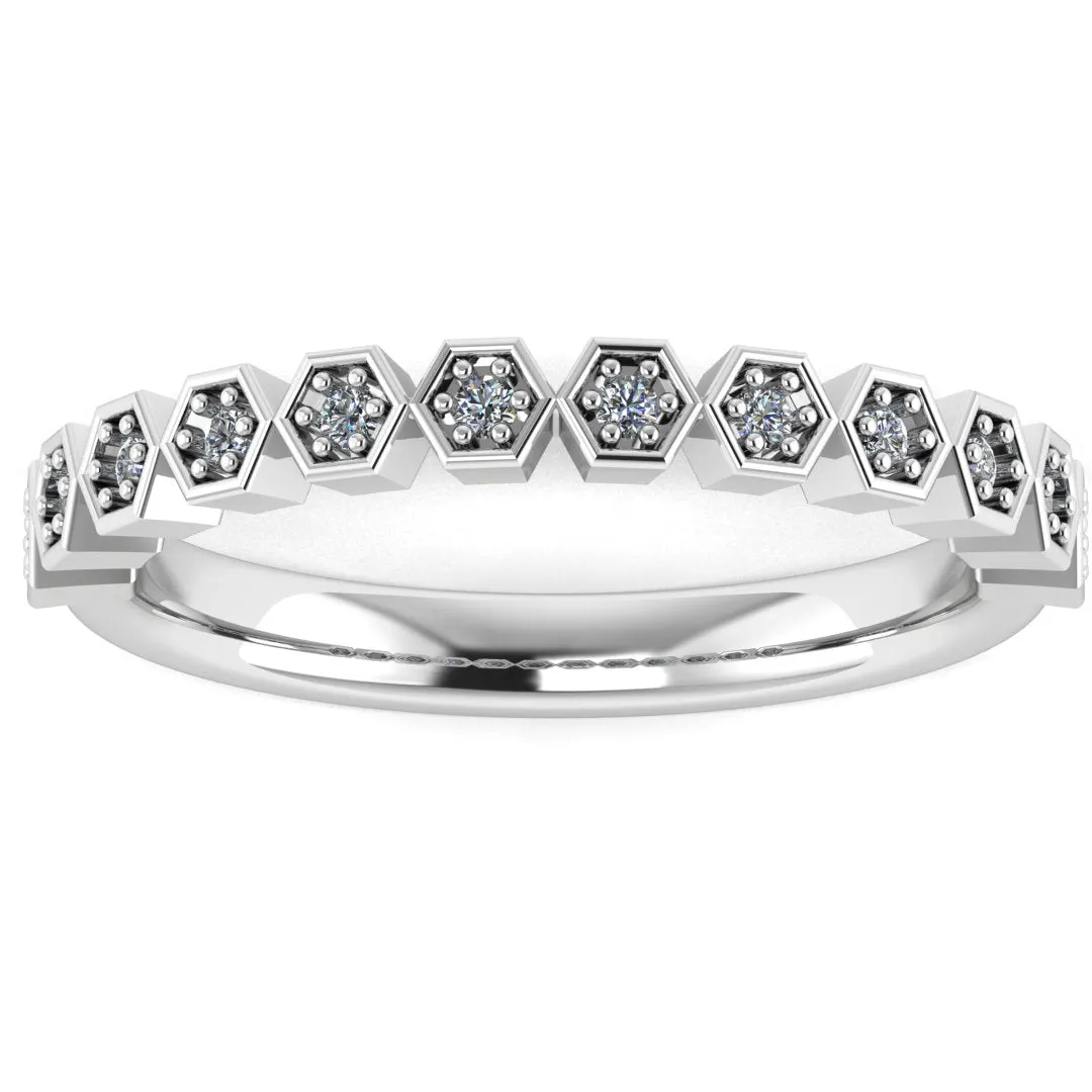 "Jill" Honeycomb Hexagon Pattern 0.10ct Diamond Half Eternity Ring ET74