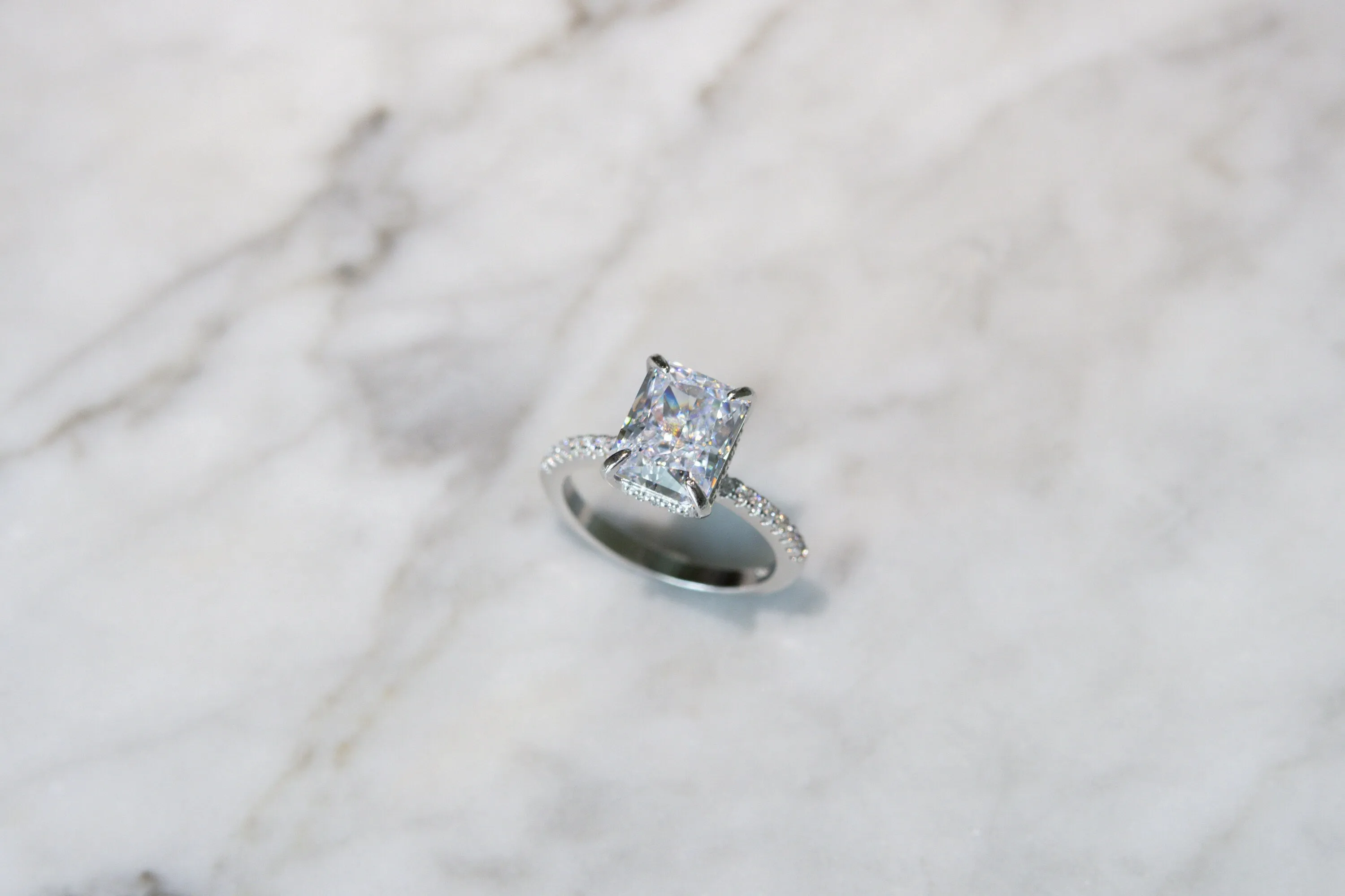 Radiant Cut Engagement Ring | 3 CT Wedding Ring with Hidden Halo