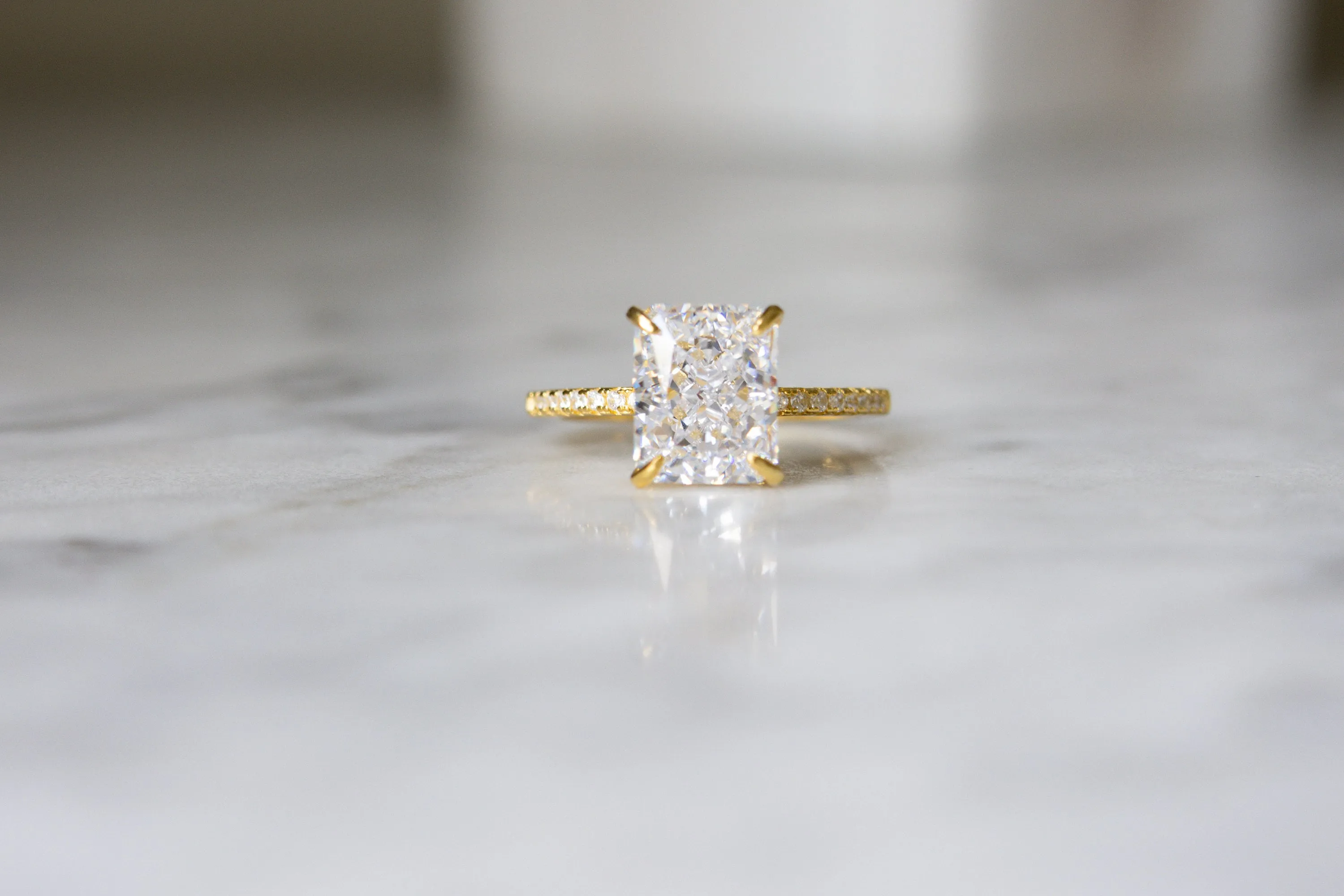 Radiant Cut Engagement Ring | 3 CT Wedding Ring with Hidden Halo