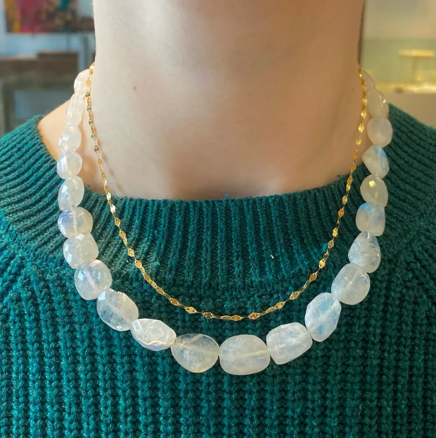 Rainbow Moonstone Beaded Necklace