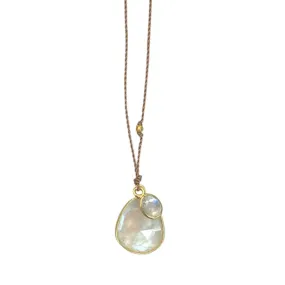 Rainbow Moonstone Duo Necklace