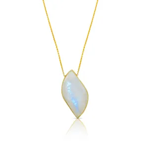 Rainbow Moonstone Necklace In 18K Yellow Gold