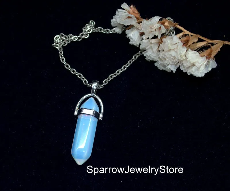 Rainbow moonstone Opalite Pointed Bullet Pendant Opalite crystal pendant Crystal pendulum pendant Personalized gift for her Christmas gift