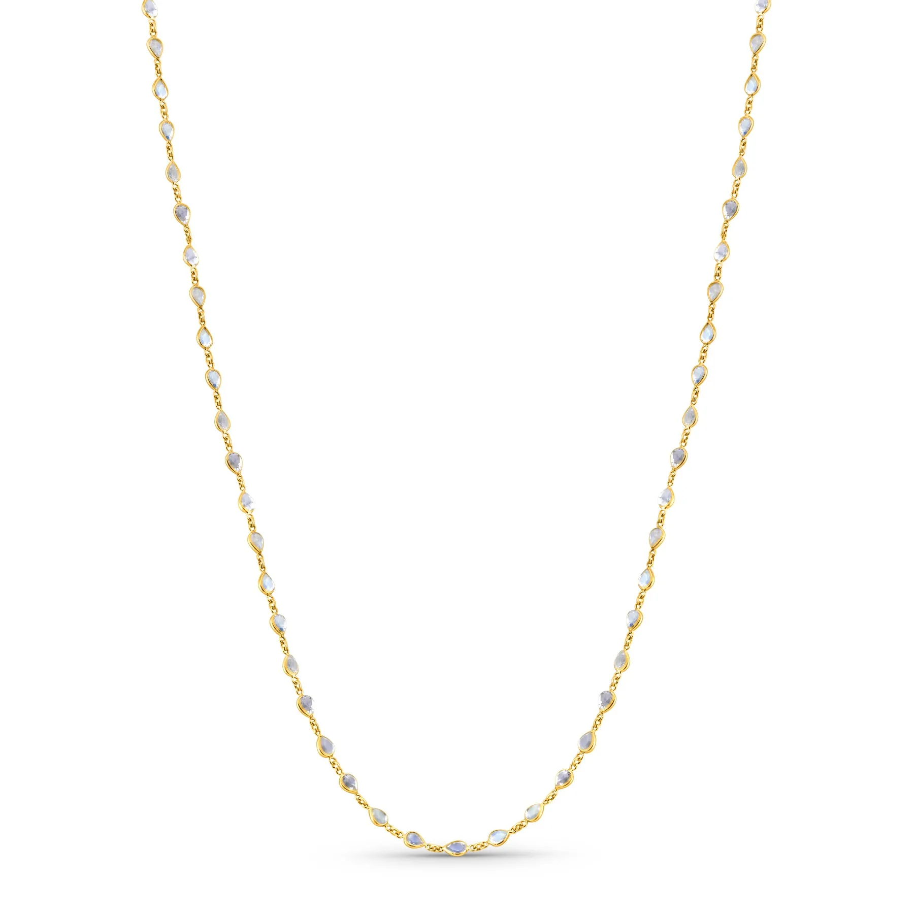 Rainbow Moonstone Oval Necklace In 18K Yellow Gold