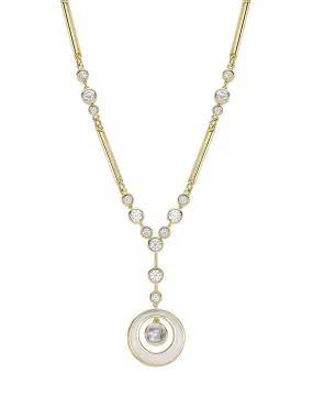 Raindance Diamond Moonstone Enamel Yellow Gold Pendant