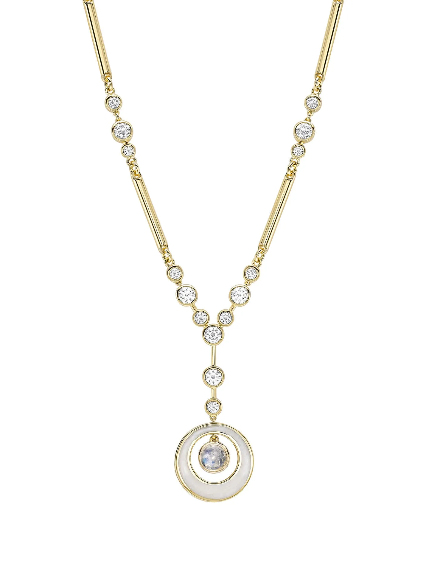 Raindance Diamond Moonstone Enamel Yellow Gold Pendant