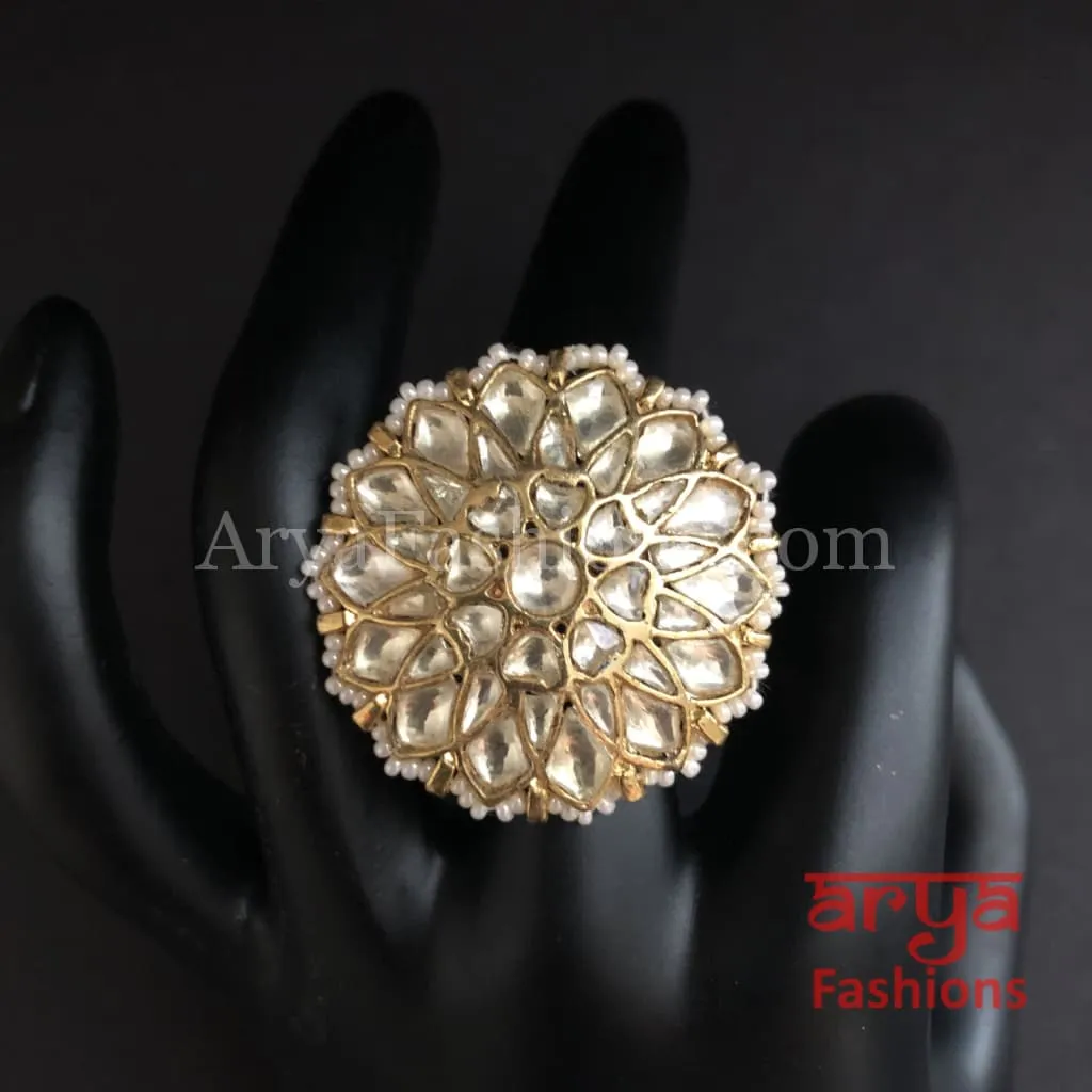 Rajwadi Statement Ring/ Kundan Jadau Bridal Bollywood Ring