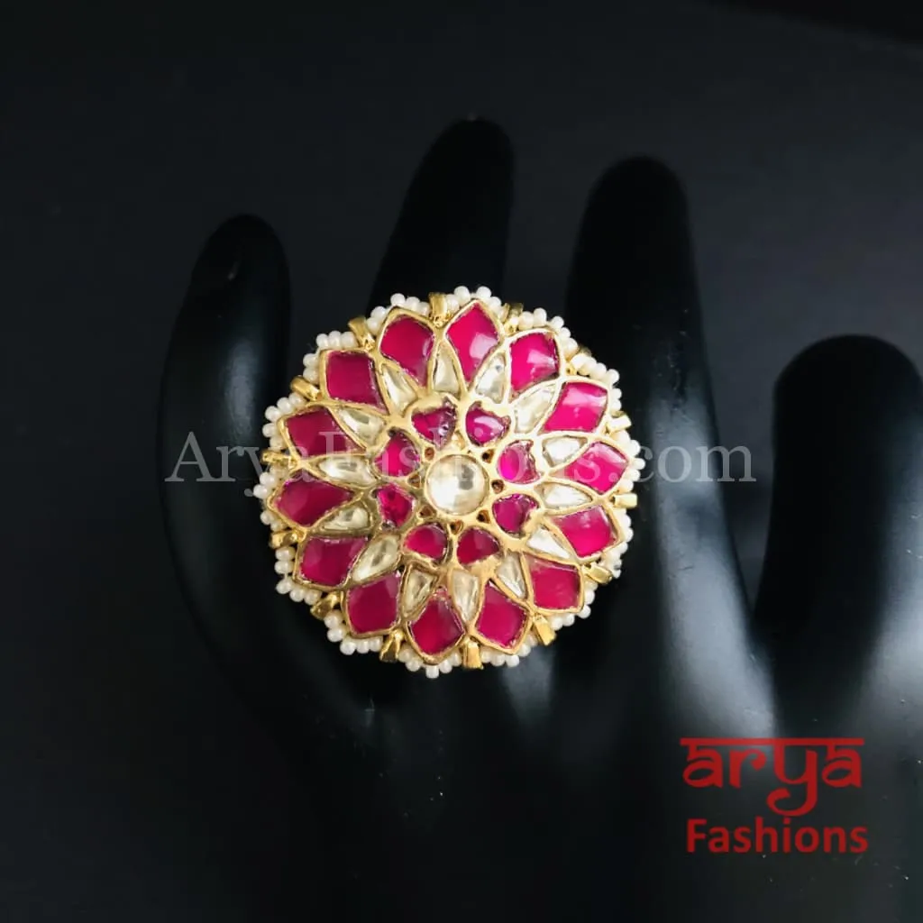 Rajwadi Statement Ring/ Kundan Jadau Bridal Bollywood Ring