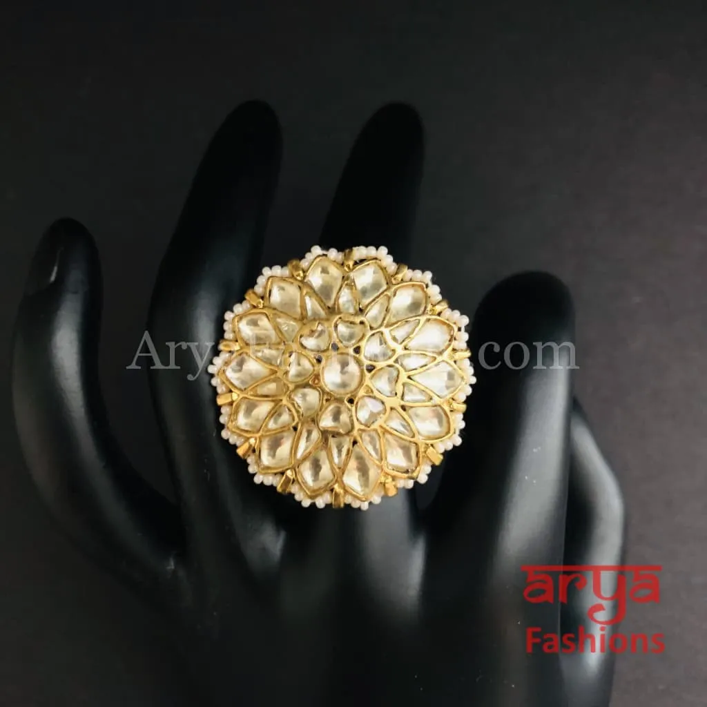 Rajwadi Statement Ring/ Kundan Jadau Bridal Bollywood Ring