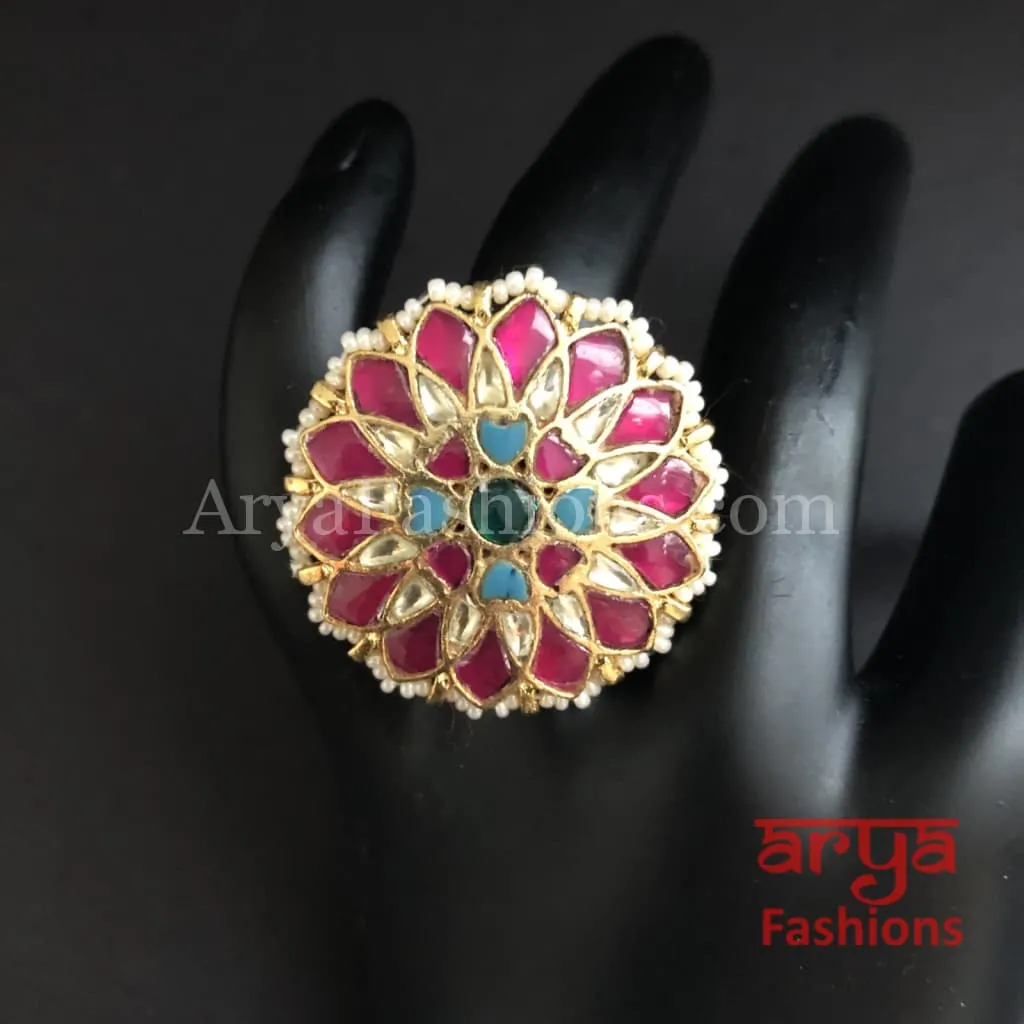 Rajwadi Statement Ring/ Kundan Jadau Bridal Bollywood Ring