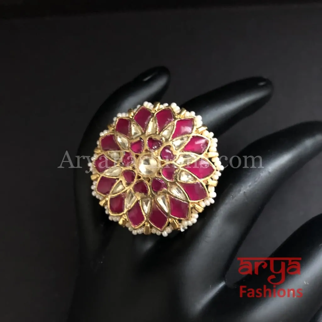 Rajwadi Statement Ring/ Kundan Jadau Bridal Bollywood Ring