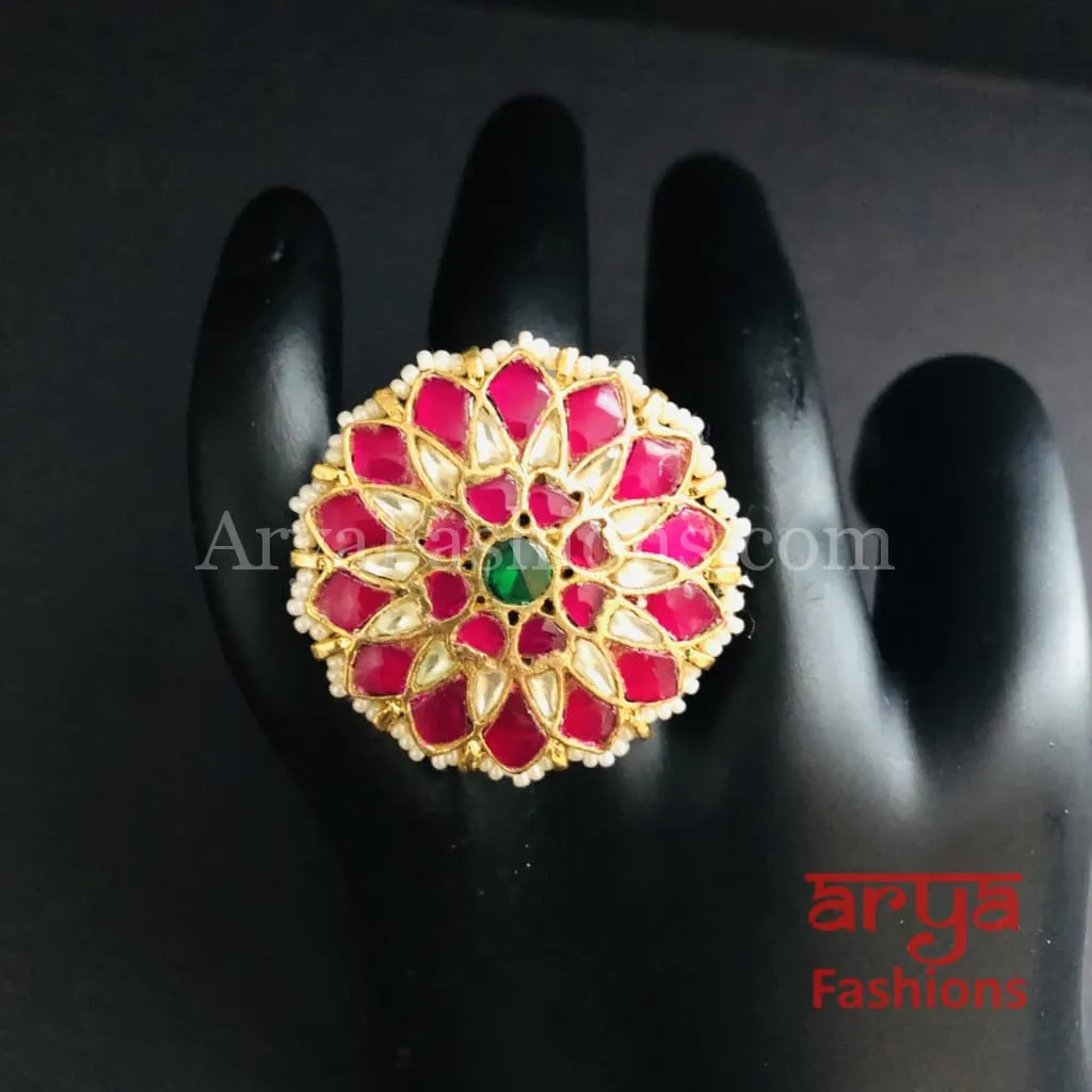 Rajwadi Statement Ring/ Kundan Jadau Bridal Bollywood Ring