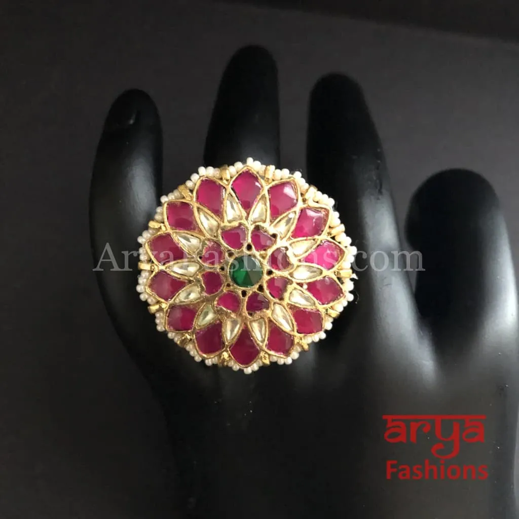 Rajwadi Statement Ring/ Kundan Jadau Bridal Bollywood Ring