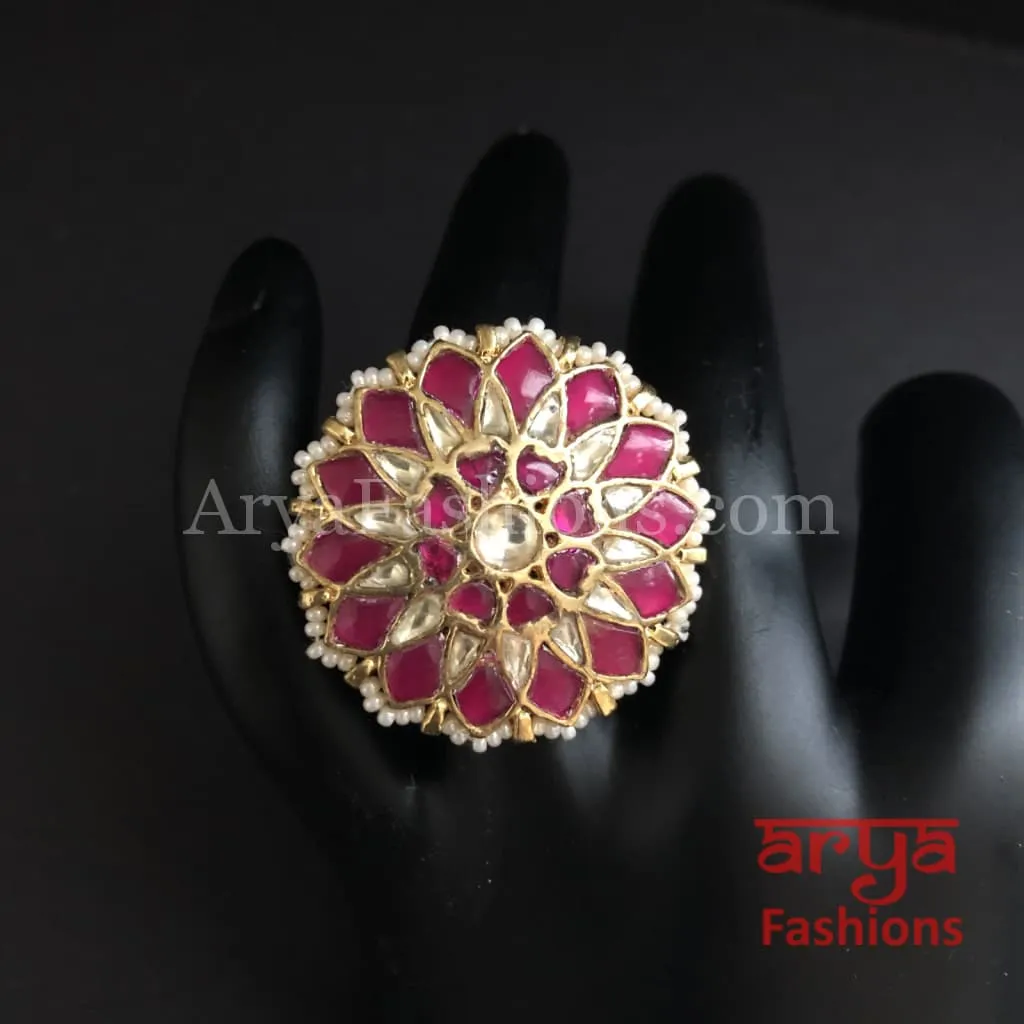 Rajwadi Statement Ring/ Kundan Jadau Bridal Bollywood Ring