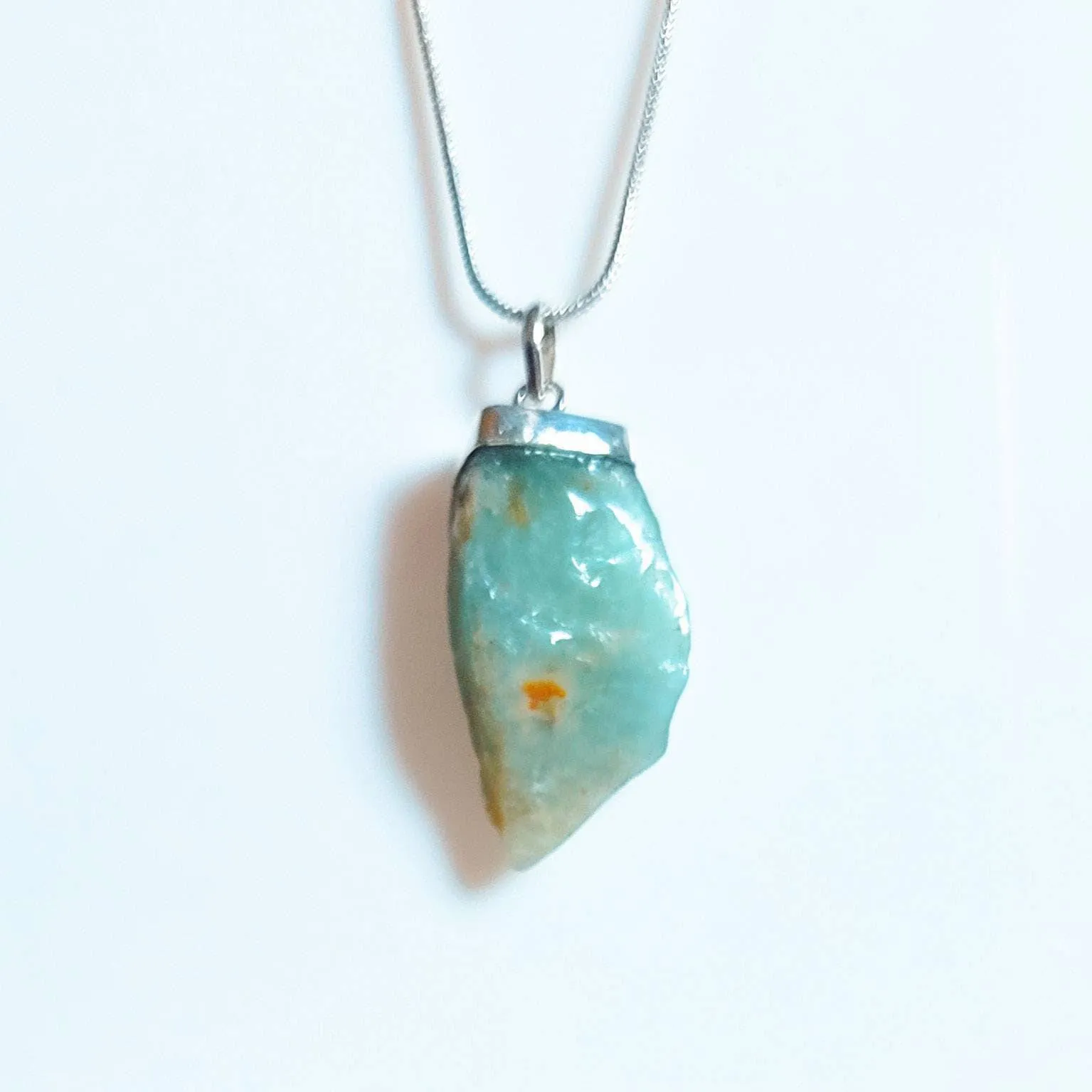 Raw Aquamarine Pendant Necklace