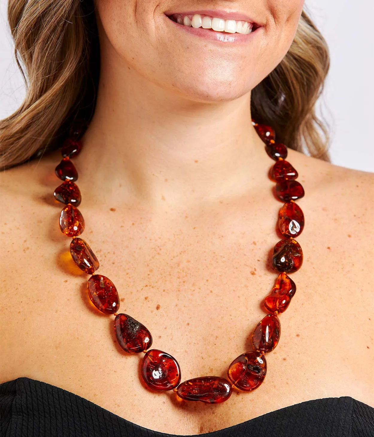 RAW Cognac Amber Chunky Beaded necklace