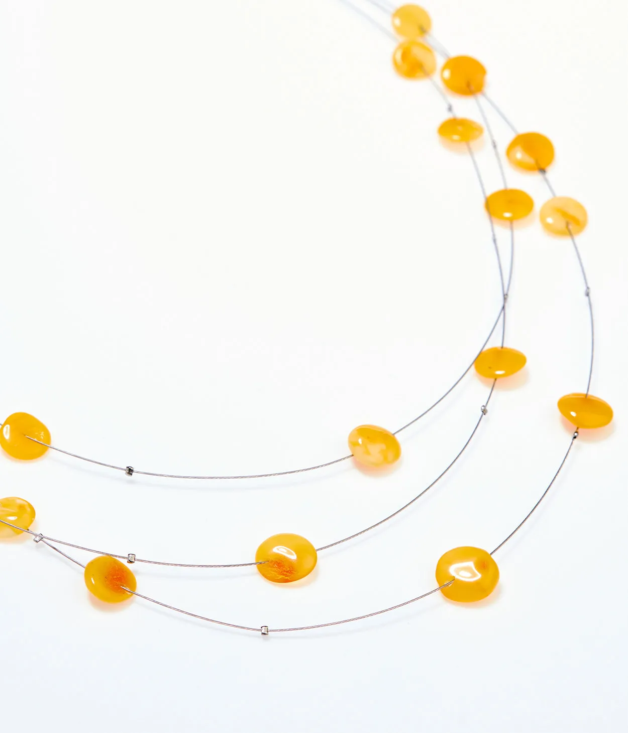 RAW Layered Butterscotch Amber Discs Necklace