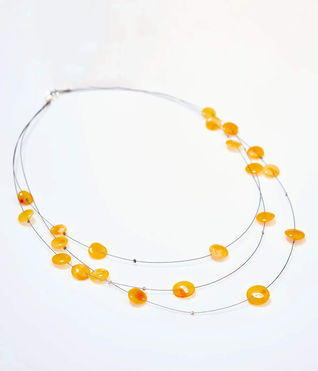 RAW Layered Butterscotch Amber Discs Necklace