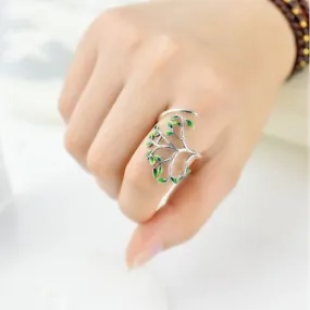 Retro Life Tree Plant Rings for Female Anniversary Trendy Jewelry For Women