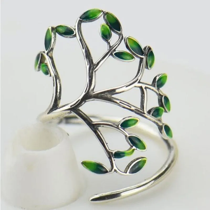 Retro Life Tree Plant Rings for Female Anniversary Trendy Jewelry For Women