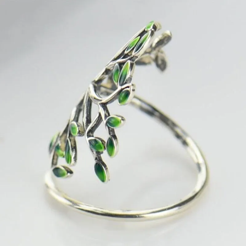 Retro Life Tree Plant Rings for Female Anniversary Trendy Jewelry For Women