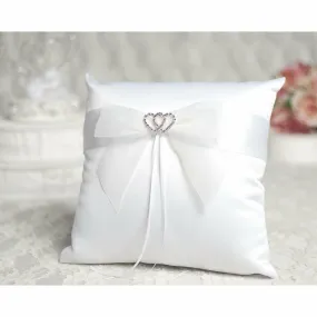 Rhinestone Hearts Wedding Ring Bearer Pillow