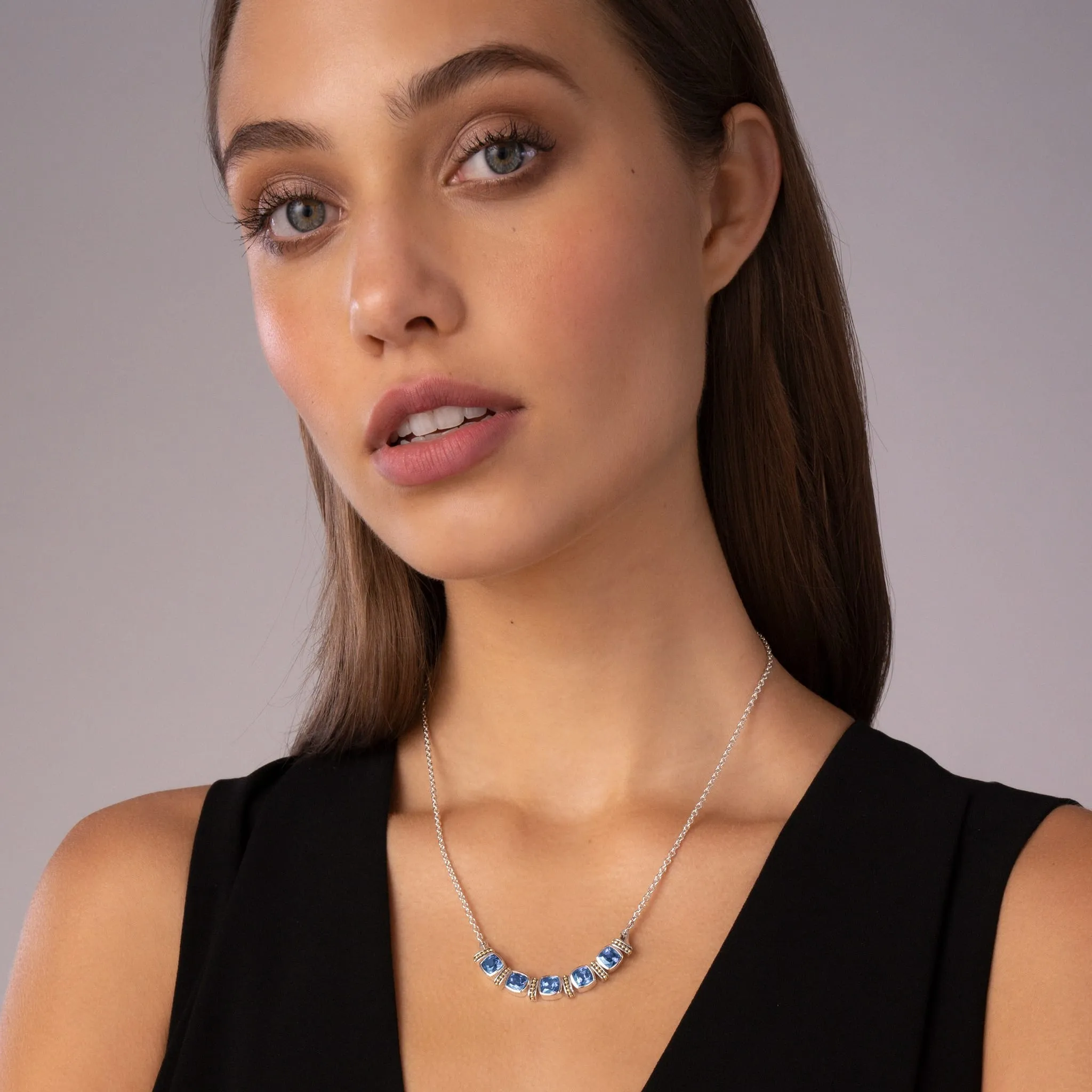 Rittenhouse Five Station Swiss Blue Topaz Necklace