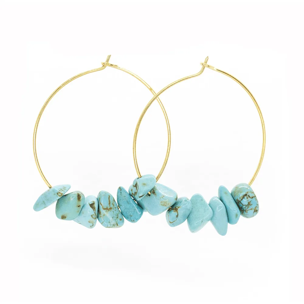 Rock Candy Turquoise Hoop Earrings - Water Resistant